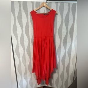 Suzy Shier High-Low Sleeveless Linen Dress. Red. Size XXL.